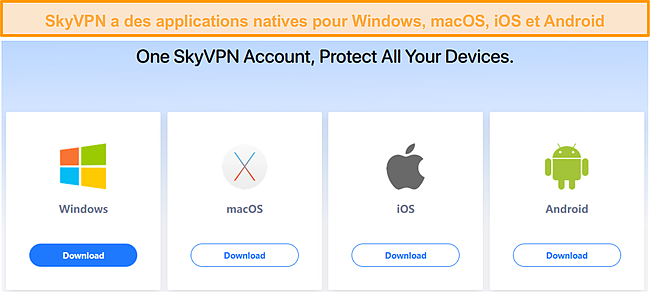 Capture d'écran des applications natives de SlickVPN.