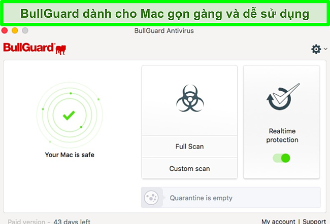 Ảnh chụp màn hình giao diện ứng dụng BullGuard trên Mac.