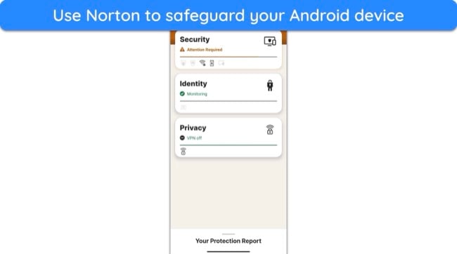 Screenshot of Norton's Android app after initialization