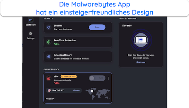 Screenshot der macOS-App-Oberfläche von Malwarebytes