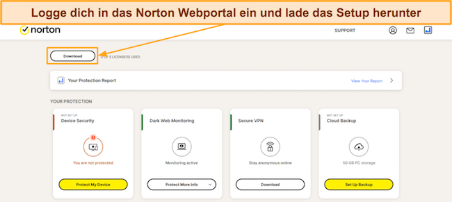 Screenshot der Preispläne von Norton