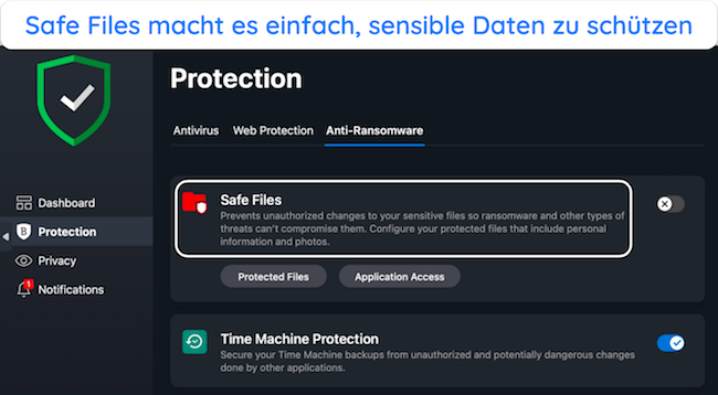 Screenshot, der die Anti-Ransomware-Tools von Bitdefender zeigt