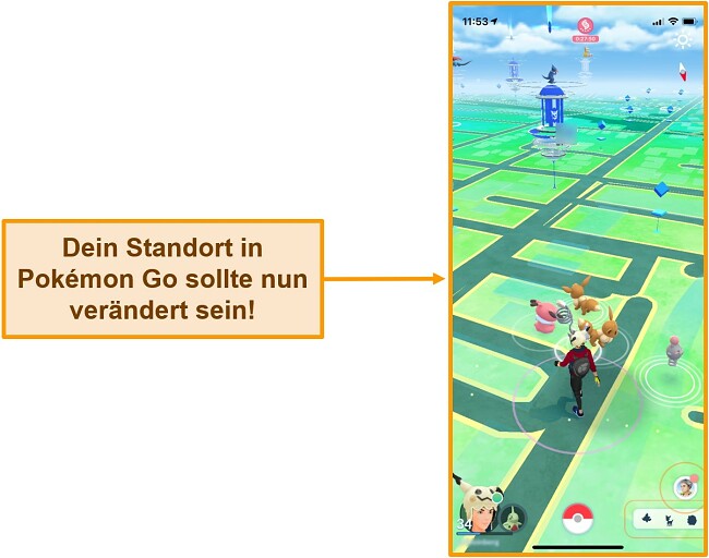 Screenshot von Pokemon Go auf iOS