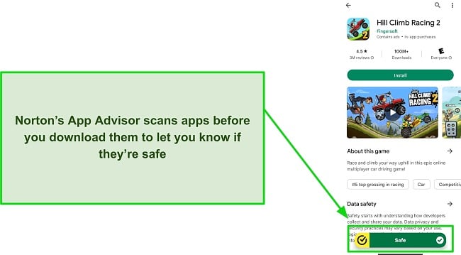 Screenshot of the Norton App Advisor tool interface, one of the best Android antiviruses