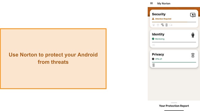 Screenshot of Norton Mobile Security's main menu
