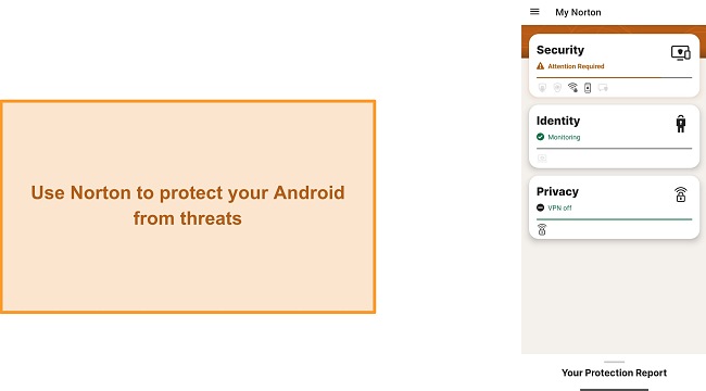 Screenshot of Norton Mobile Security's main menu