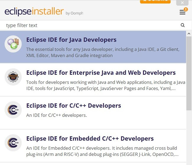Eclipse IDE installation - choose components