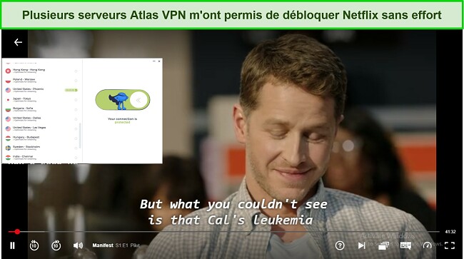 Capture d'écran du VPN Atlas débloquant Netflix
