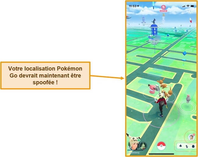 Capture d'écran de Pokemon Go sur iOS