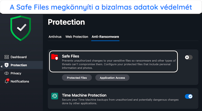 Képernyőkép, amely a Bitdefender Ransomware elleni eszközeit mutatja