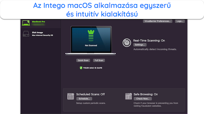 Képernyőkép az Intego alkalmazásfelületéről a macOS rendszeren