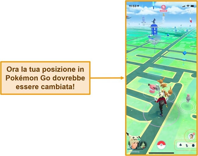Schermata di Pokemon Go su iOS
