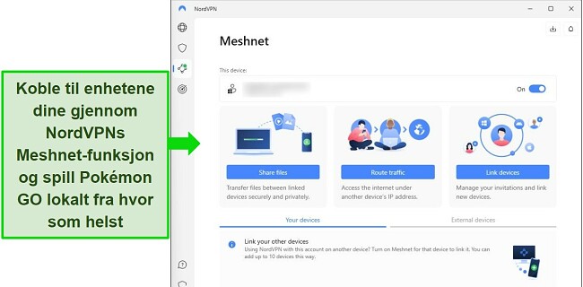 Slik endrer du Pokémon GO-plasseringen: Bruk NordVPN med Meshnet-funksjonen