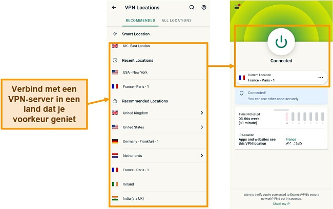 Schermafbeeldingen van verbinding maken met een VPN-server