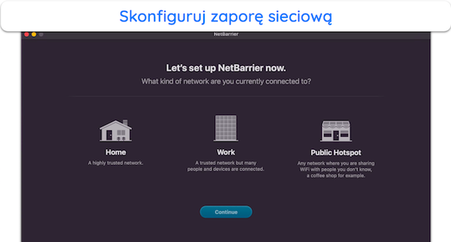 Zrzut ekranu przedstawiający menu konfiguracji zapory sieciowej Intego