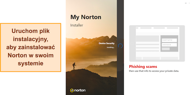 Captura de tela mostrando a instalação do Norton em andamento no Windows