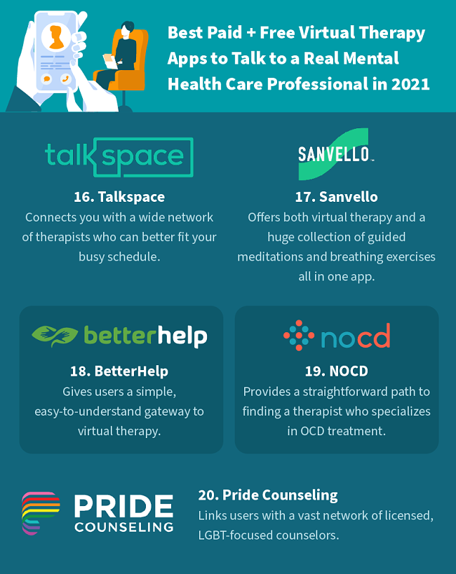 Top mental health virtual therapy apps
