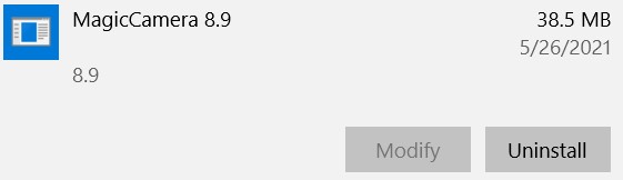 Uninstall Magic Camera