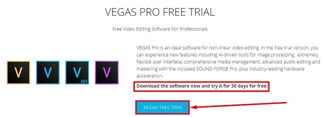 VEGAS Pro free trial download