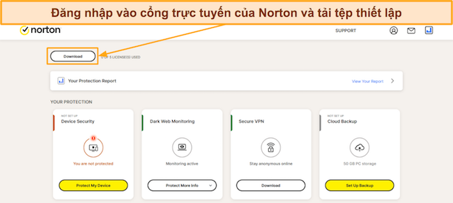 Ảnh chụp màn hình các gói giá của Norton