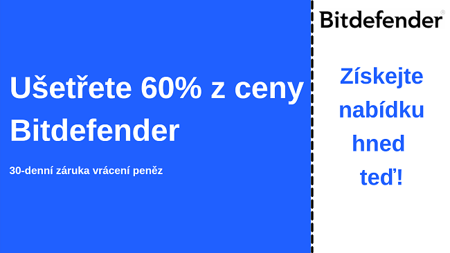 Antivirový kupón Bitdefender až se 60% slevou s 30denní zárukou vrácení peněz