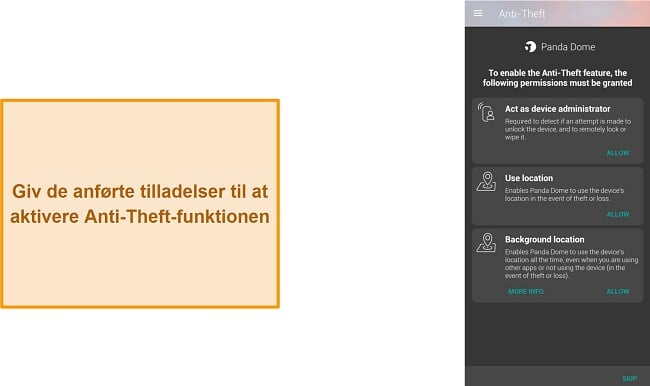 Anti-tyveritilladelser i Panda Dome
