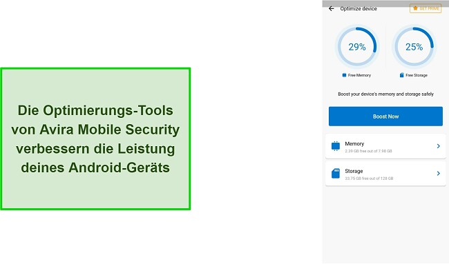 Optimierungsfunktionen von Avira Mobile Security