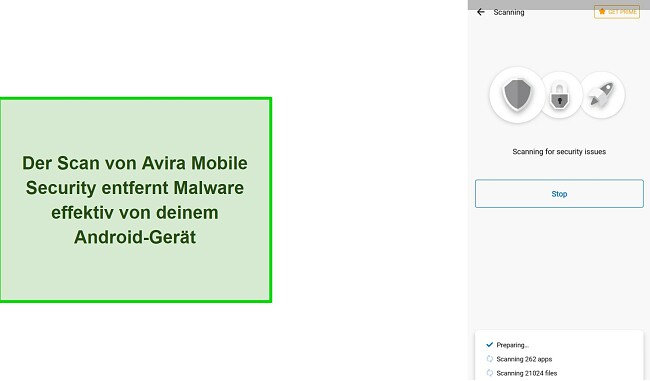 Virenscan von Avira Mobile Security