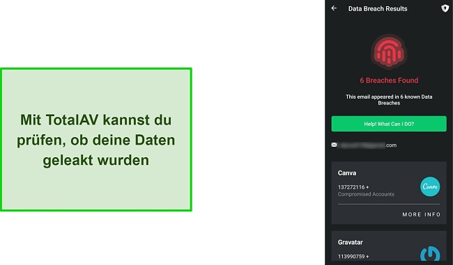 Datenlecks-Check von TotalAV