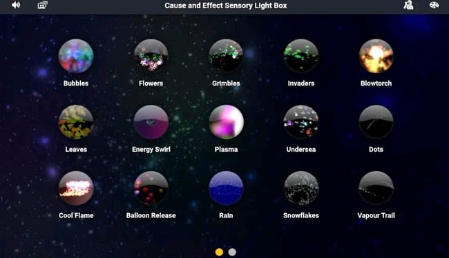 Screenshot of the Sensory Light Box app