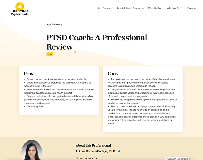Pros and Cons PTSD coach
