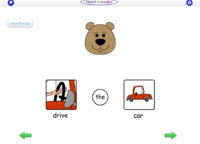 Screenshots from the First Phrases App