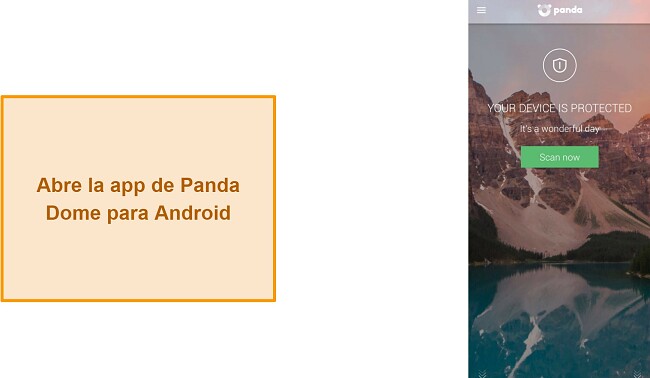 Captura de pantalla de la pantalla principal de la aplicación Panda Dome