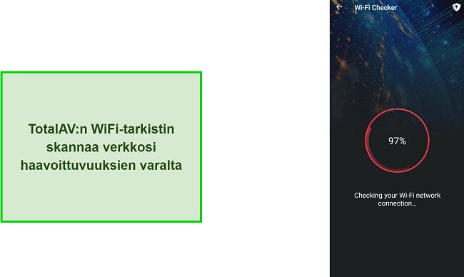 Kuvakaappaus TotalAV:n WiFi-tarkistuksesta