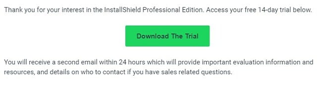 Installshield Free trial email