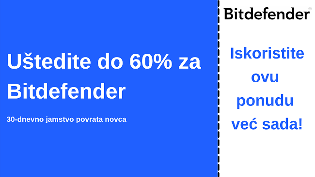 Bitdefender antivirusni kupon do 60% popusta uz 30-dnevno jamstvo povrata novca