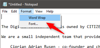 Notepad word wrap