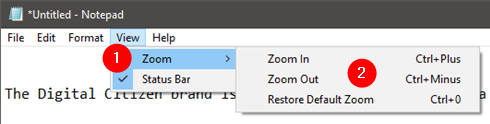 Notepad zoom
