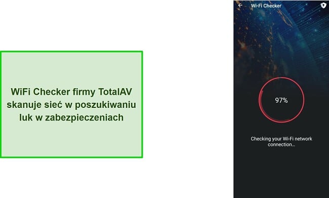 Zrzut ekranu z narzędziem do sprawdzania Wi-Fi w TotalAV