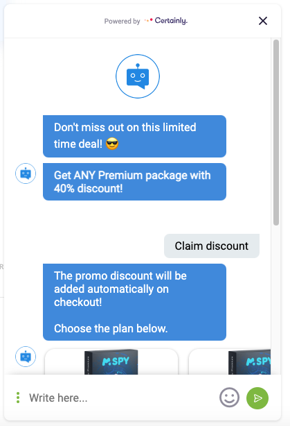 mSpy chatbot coupon