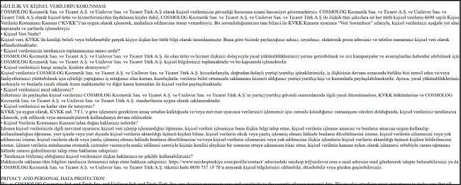 Screenshots of Unishop’s privacy policy with Cosmolog listed as a co-responsible in both Turkish and English Part 1