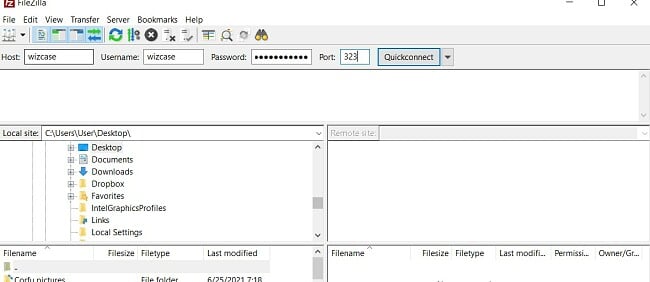 FileZilla UI