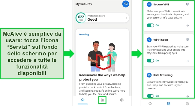 App McAfee facile da navigare su iOS con migliori AVs.