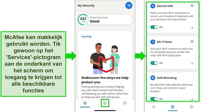 Beste AV's iOS - McAfee app - eenvoudig te navigeren
