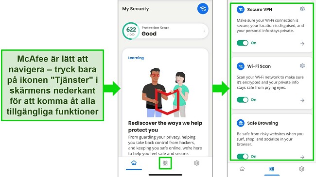 McAfees antivirus-app för iOS är lätt att navigera och ger högkvalitativt skydd mot skadlig programvara