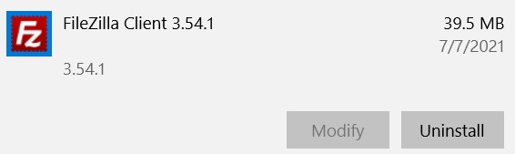 Uninstall FileZilla