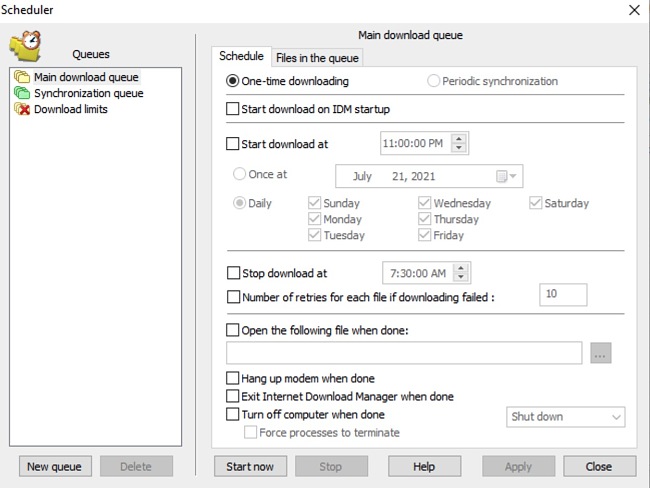 IDM application queue screenshot