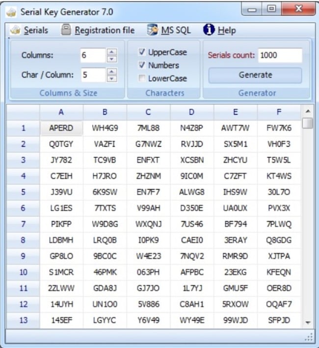 Registration code (key