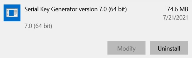 Serial Key Generator uninstall