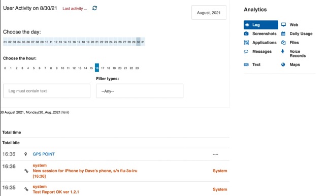 Kidlogger has a simple dashboard